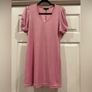 Generation Love Blush Puff Sleeve Mini Dress velour knee length